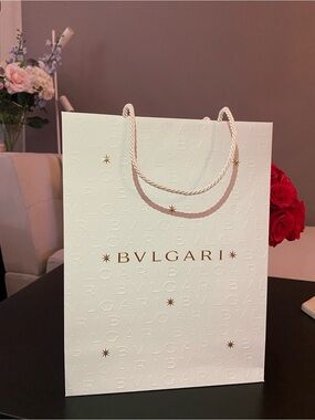 BVLGARI Shopping Bag White 14x 10.5x 4.5 Inches NEW!